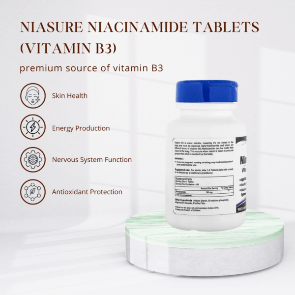 Niasure - Niacinamide (Vitamin B3) | 60 Tablets (500 mg) - Image 2