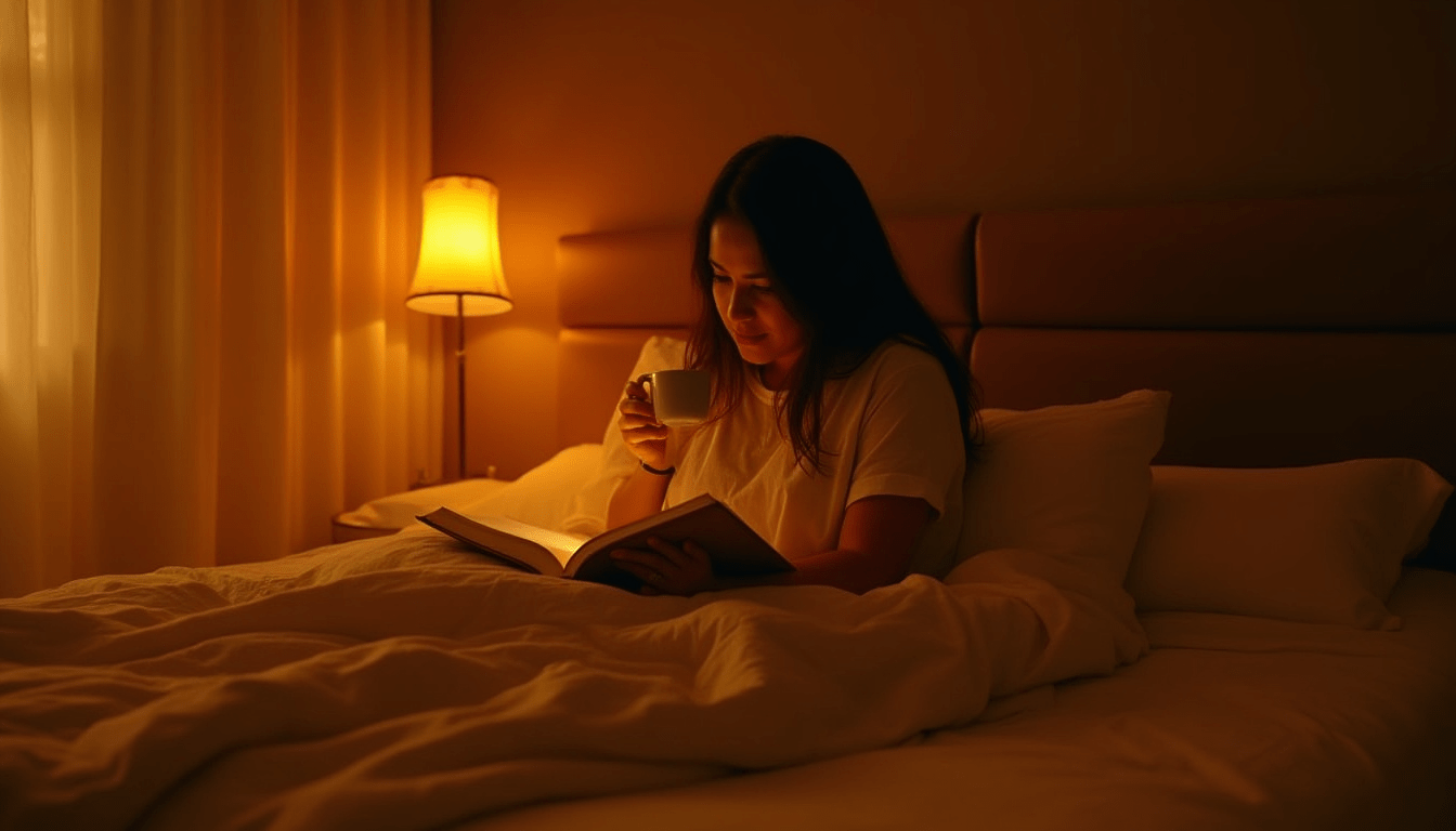 Indian professional practicing a night wind-down routine to support deep sleep and neuroplasticity.