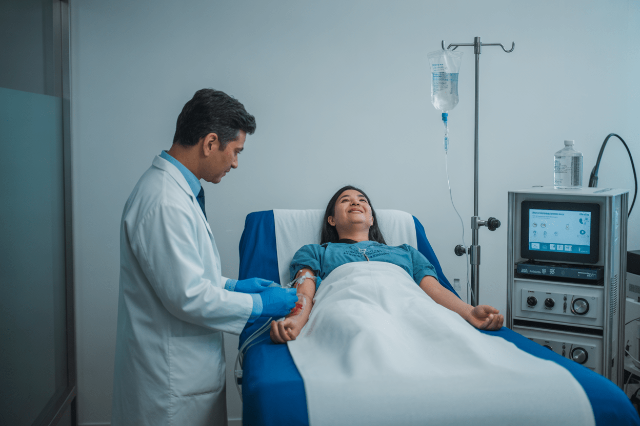 Patient receiving ozone infusion therapy under medical supervision at ARKA Anugraha Hospital, Bengaluru