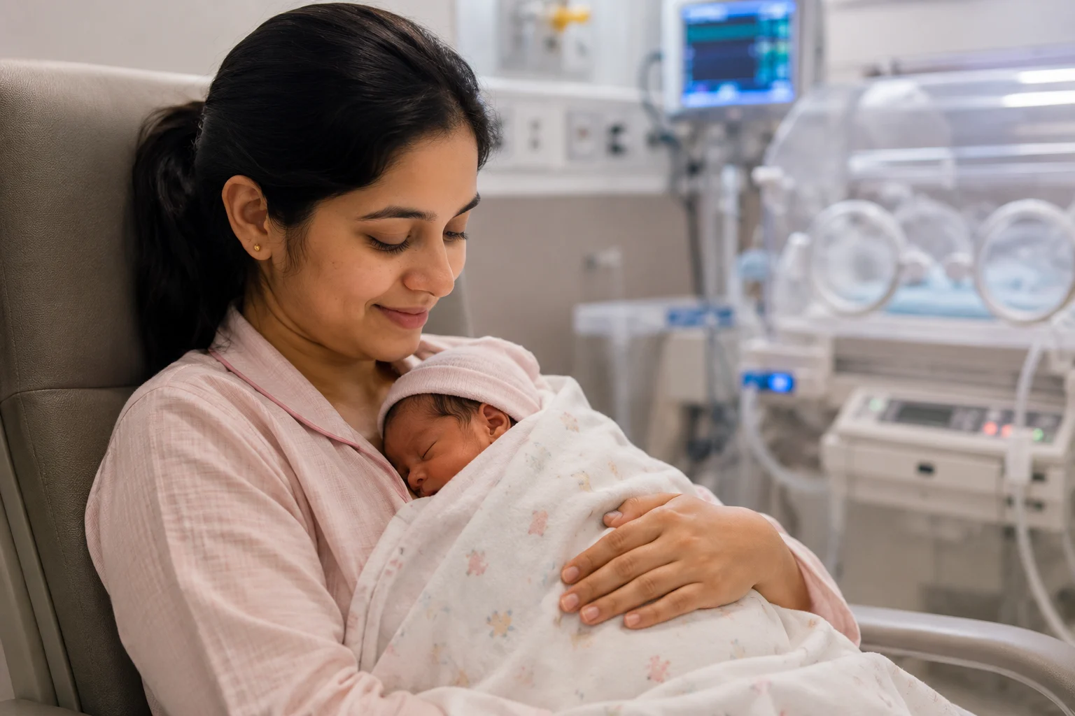 Kangaroo mother care for premature babies in the NICU